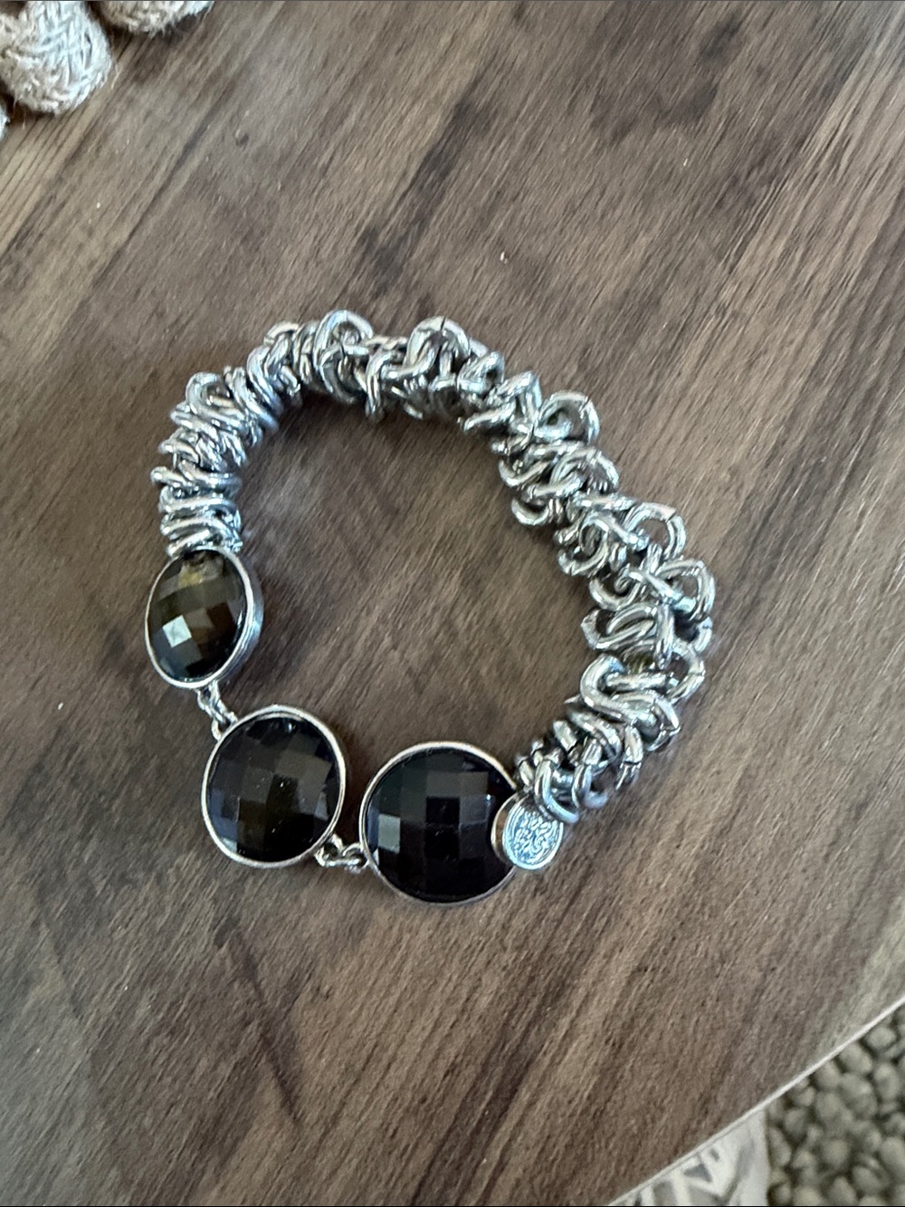 Simply Vera Vera Wang Silver-Tone Bracelet with Black Faceted Stones
